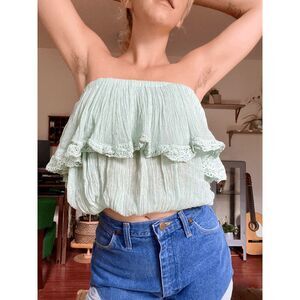 One-of-a-Kind Light Aqua Tube Top with Cupcake Look